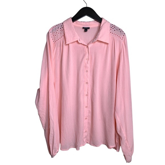 torrid Tops - Torrid Women's Pink Blouse Size 3 (US 22/24 XXXL) Eyelet Shirt